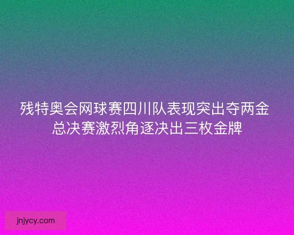 残特奥会网球赛四川队表现突出夺两金 总决赛激烈角逐决出三枚金牌 残特奥会网球赛四川队表现突出夺两金 总决赛激烈角逐决出三枚金牌